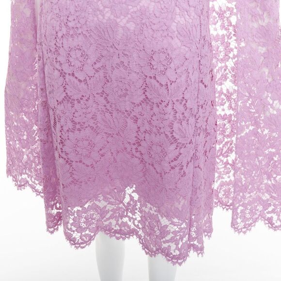VALENTINO purple floral lace cape sleeve silk lined mini dress IT40 S - Picture 7 of 9